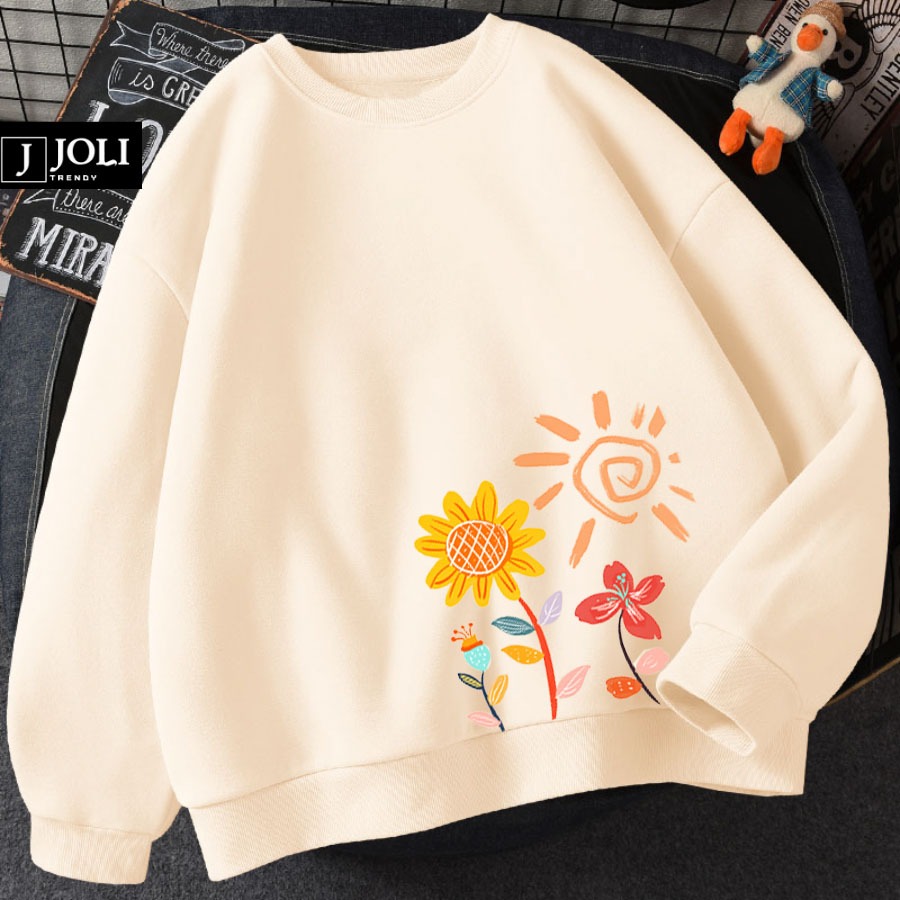 Áo Sweater Sun Flower Nam Nữ By JOLI Unisex Chất Nỉ Lót Bông Form Rộng