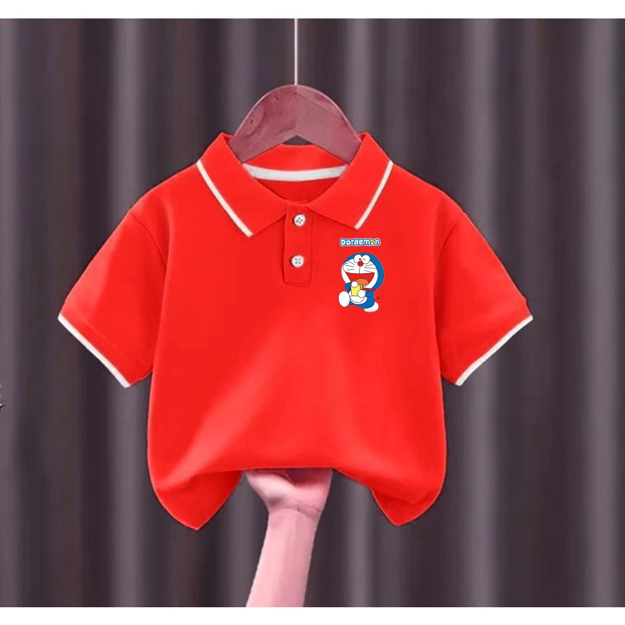 Áo thun polo cá sấu thái in hình doramom dễ thương cho bé trai/ gái