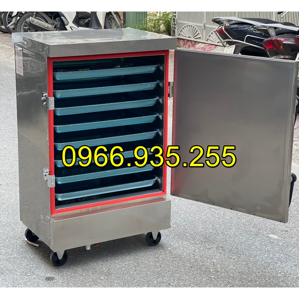 Tủ hấp đa năng, Tủ hấp cơm, hấp xúc xích, hấp gà, hấp patê,... 8 khay inox