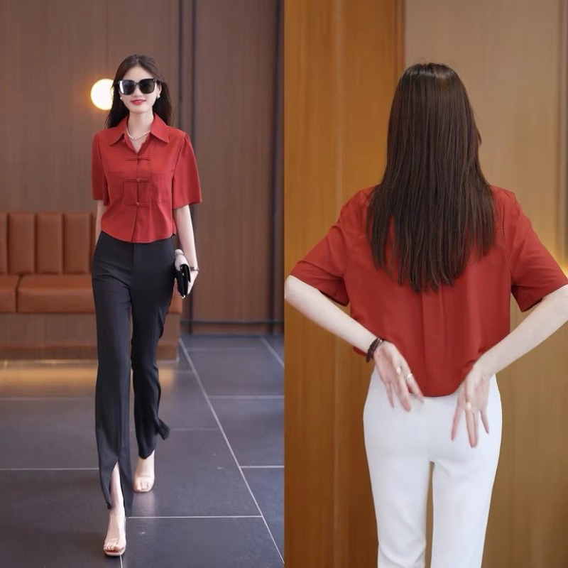 Sơ mi cúc ngang tay ngắn