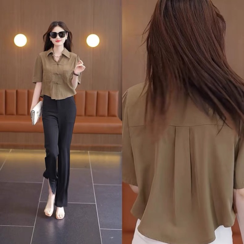 Sơ mi cúc ngang tay ngắn