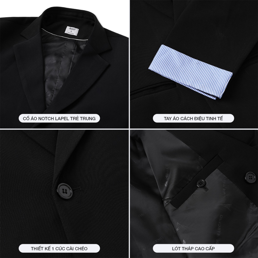 Áo khoác blazer nam cách điệu tay áo form rộng hàn quốc, có độn vai thương hiệu JBAGY - JK008