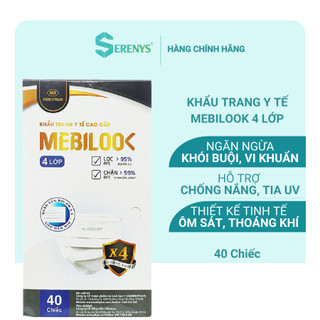 Khẩu trang y tế cao cấp Mebilook 4 lớp màu Trắng hộp 40 cái_Shop Serenys