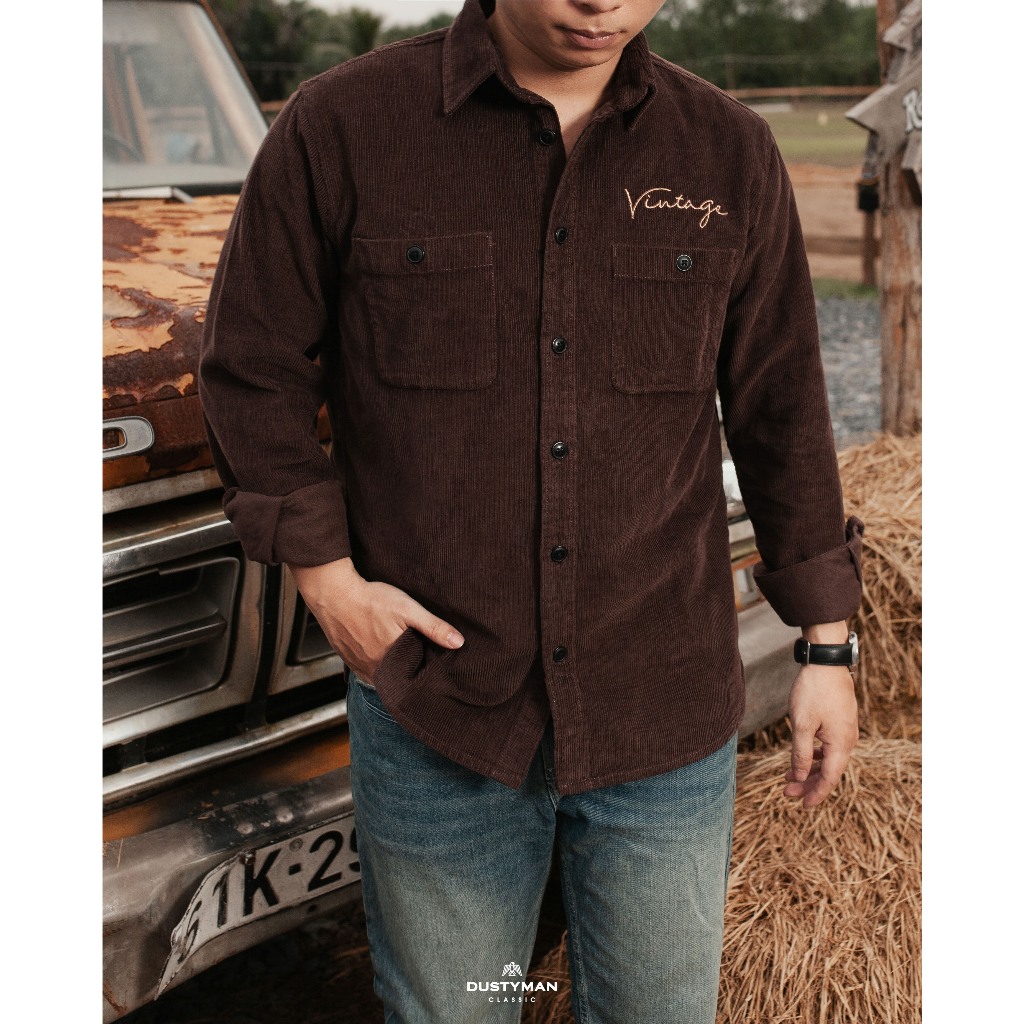 Áo Sơ Mi Nhung Tăm RECALL cổ điển DUSTYMAN - Form Classic Fit