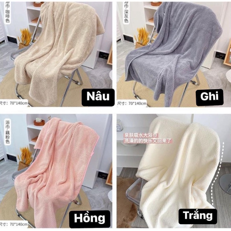 Khăn tắm san hô hàn quốc mới kích thước 70x140cm siêu êm mềm thấm hút