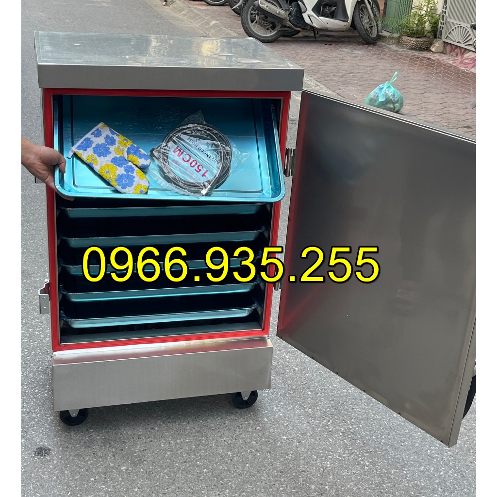 Tủ hấp đa năng, Tủ hấp cơm, hấp xúc xích, hấp gà, hấp patê,... 8 khay inox