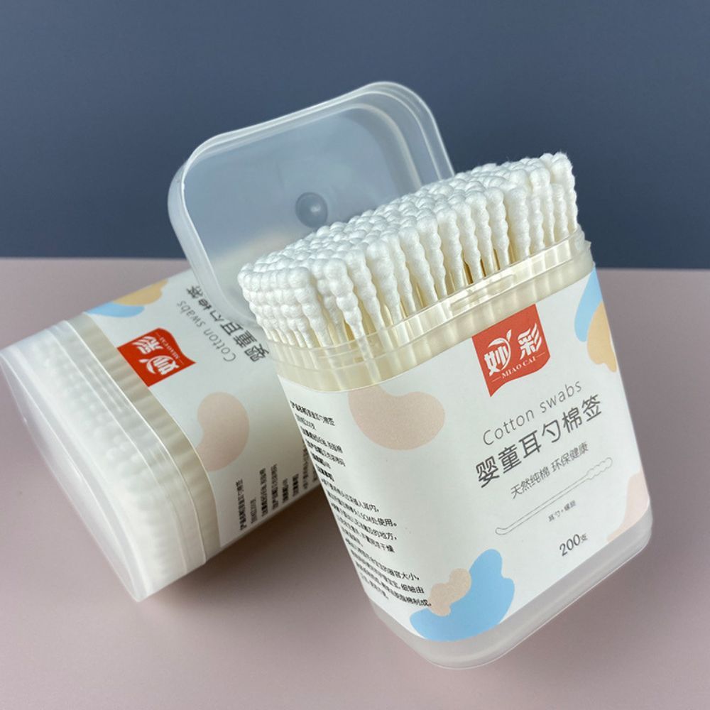 Bông Tăm Ngoáy Tai Cho Bé Hộp 200 Que Thân Thiện Với Môi Trường, Tăm Bông Ngoáy Tai An Toàn Tiện Lợi