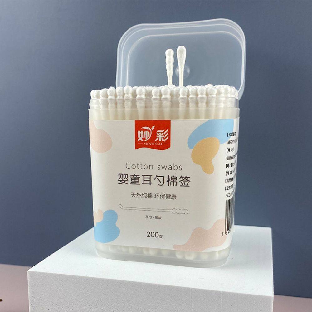 Bông Tăm Ngoáy Tai Cho Bé Hộp 200 Que Thân Thiện Với Môi Trường, Tăm Bông Ngoáy Tai An Toàn Tiện Lợi