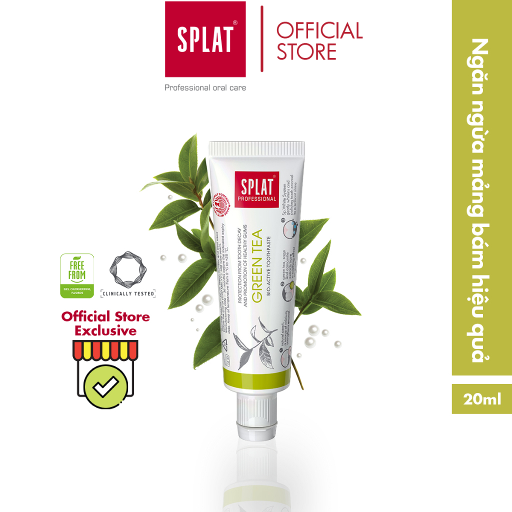 Kem Đánh Răng SPLAT Green Tea Professional series Chiết Xuất Trà Xanh Làm Dịu Nướu, Bảo Vệ Men Răng, Thơm Miệng 20ml