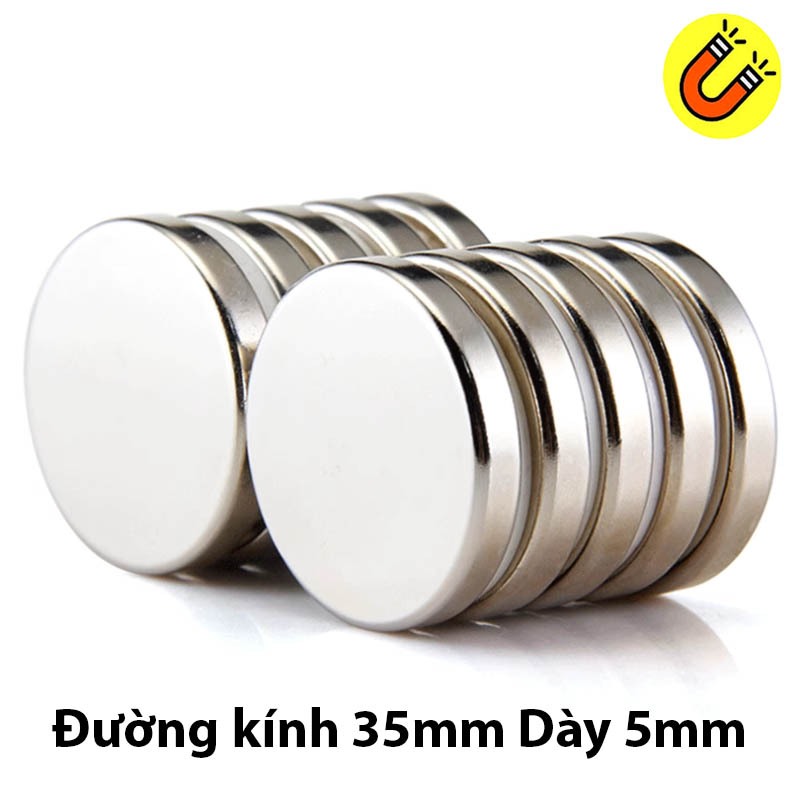 Nam châm đất hiếm 35x5mm mạ Niken lực từ N35