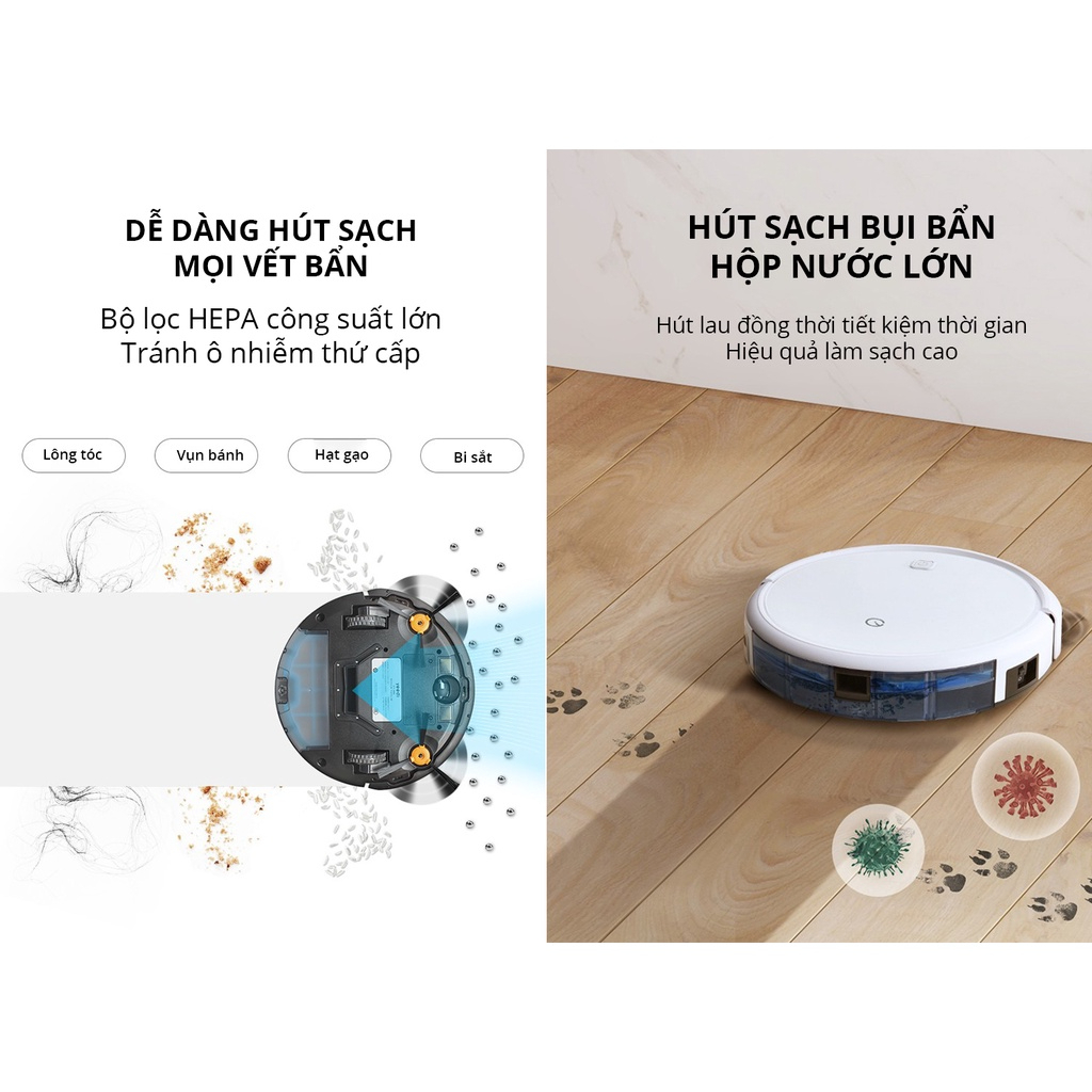 Robot hút bụi lau nhà Ecovacs Yeedi K650, lực hút mạnh, thông minh, bền bỉ, hàng chính hãng