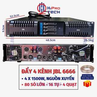 Cục đẩy 4 kênh jbl 6666 80 sò lớn 4x1500w - 16 tụ - nguồn xuyến đồng, đẩy công suất 4 kênh cao cấp sự kiện - h2pro tech
