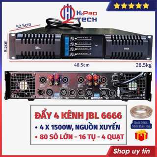 Đẩy 4 kênh công suất lớn jbl 6666 80 sò lớn 4x1500w 16 tụ - 80 sò - nguồn xuyến đồng, đẩy 4 kênh karaoke cao cấp - h2pro
