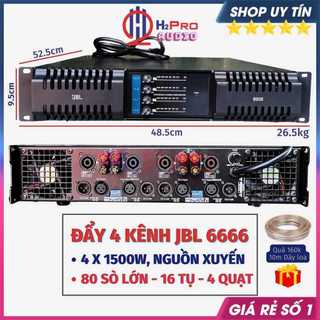 Cục đẩy 4 kênh jbl 6666 80 sò lớn 4x1500w - 16 tụ - nguồn xuyến đồng, đẩy công suất 4 kênh cao cấp sự kiện - h2pro audio