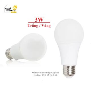 Bóng đèn: bóng đèn led búp tròn 3w sáng trắng/vàng - đèn khả hân