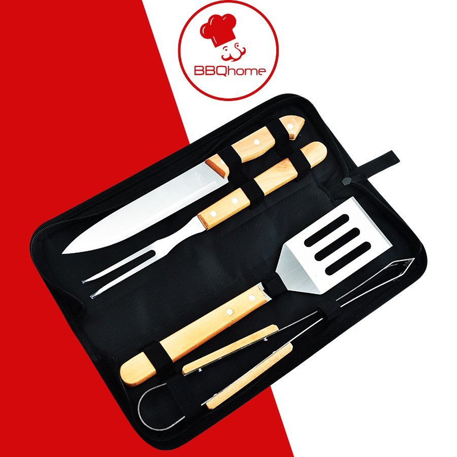 Bộ dụng cụ nướng thịt, Bộ dụng cụ nướng dã ngoại 4 món BBQ Home [ Xả kho 299k / 1 bộ ]