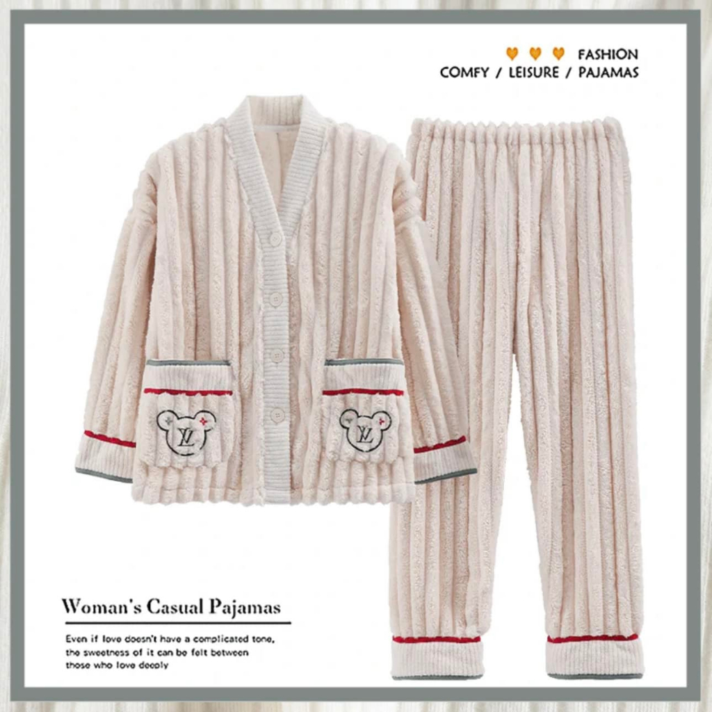 Bộ Bông Mặc Nhà Thu Đông Dày Dặn Cao Cấp