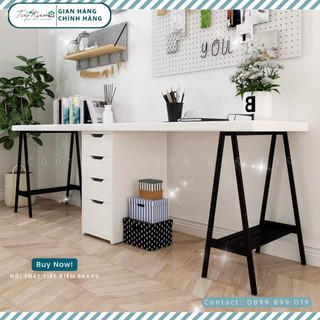 Bàn làm việc Nội Thất Tiết Kiệm để máy tính Chân T dùng làm bàn học di chuyển thiết kế theo ikea BLV99899