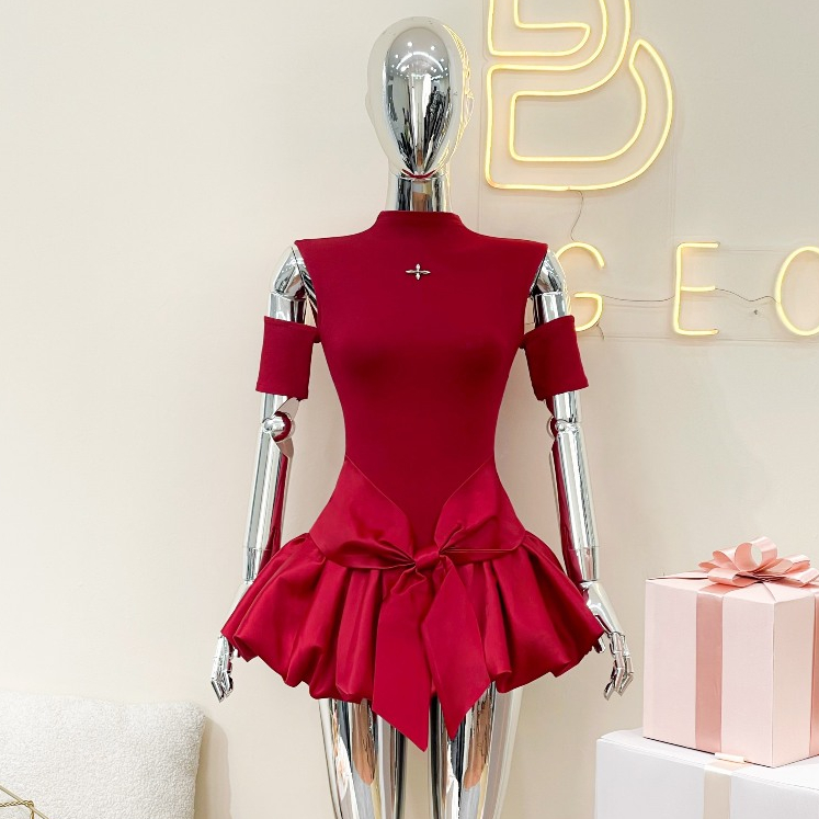 𝑴𝒚𝒓𝒏𝒂 𝑫𝒓𝒆𝒔𝒔 thun bozip pha tafta chân váy xòe nhấn nơ xinh - BAGEO