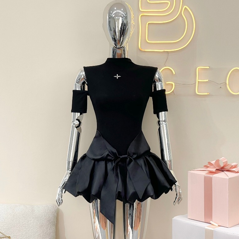𝑴𝒚𝒓𝒏𝒂 𝑫𝒓𝒆𝒔𝒔 thun bozip pha tafta chân váy xòe nhấn nơ xinh - BAGEO