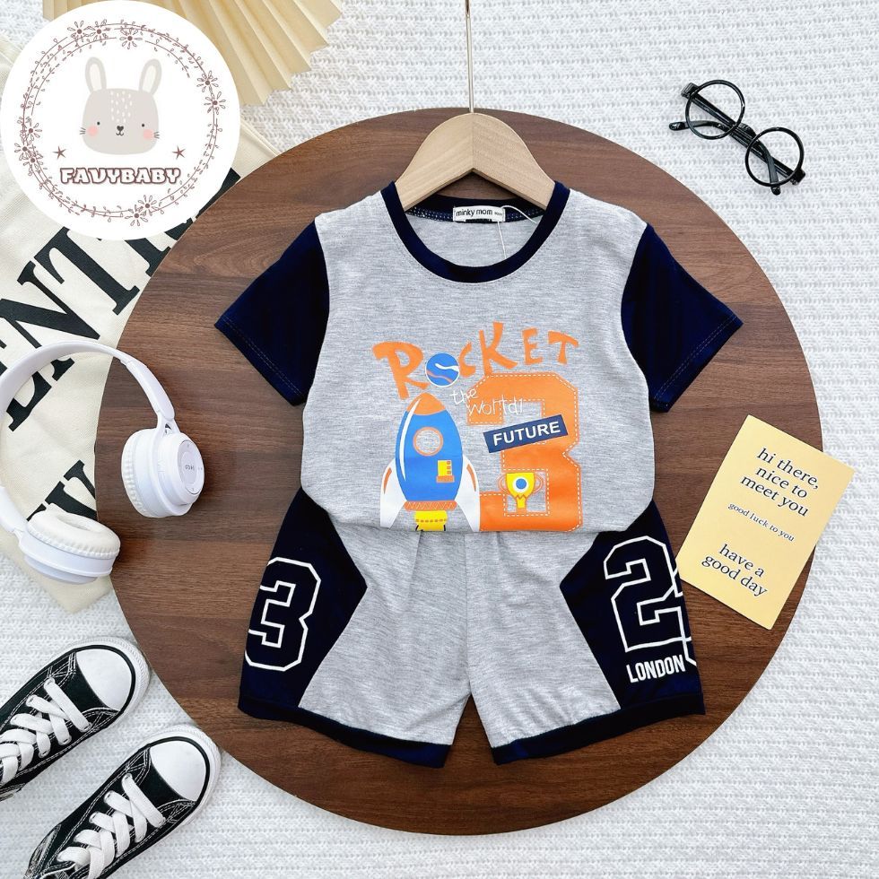 Bộ Cộc Tay Minky Mom Chính Hãng Thun Lạnh Sporty Năng Động Cho Bé Trai Bé Gái 0 1 2 3 4 5 Tuổi - Favybaby