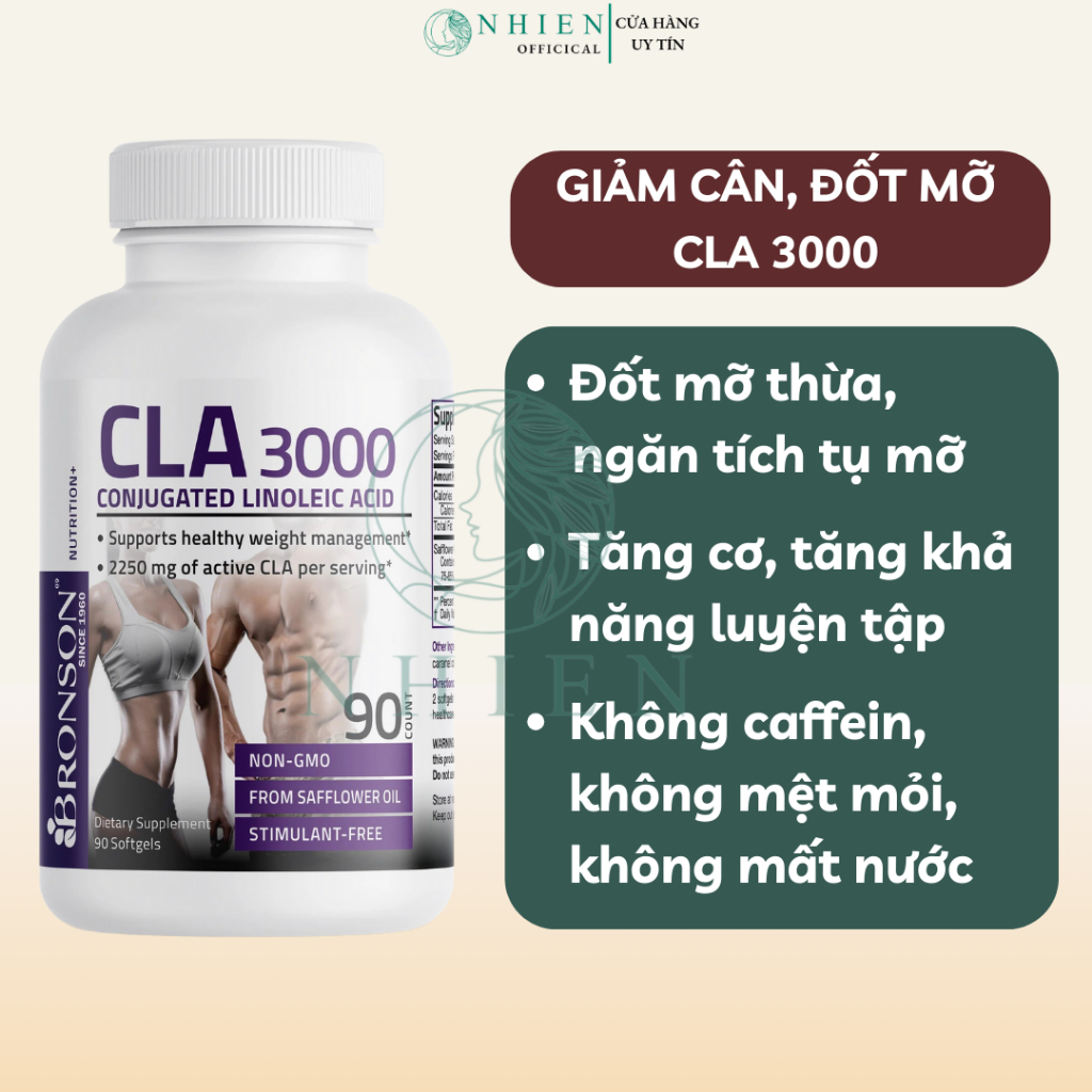 Viên uống giảm cân, giảm mỡ, tăng cơ CLA 3000 Bronson