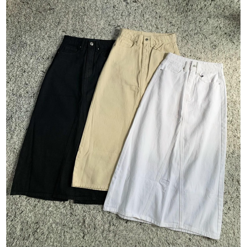 Chân Váy Jean Midi Dáng Chữ A Jean Cotton Xuất Xịn