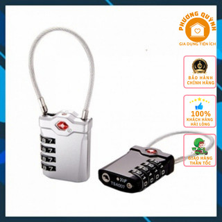 Khoá số dây thép chống trộm TSA007, khóa đồng mật mã 4 số, khóa mật mã