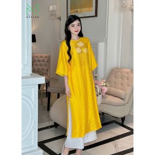 Áo dài cách tân thiết kế cao cấp mộc lâm tơ tằm đính kết_ad01