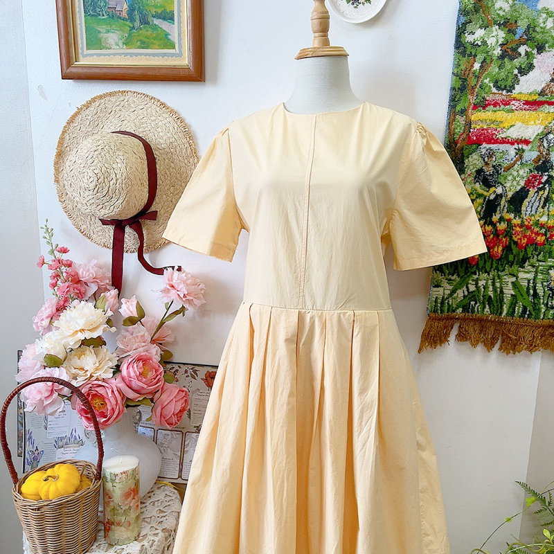 Đầm midi basic xếp ly Hàn