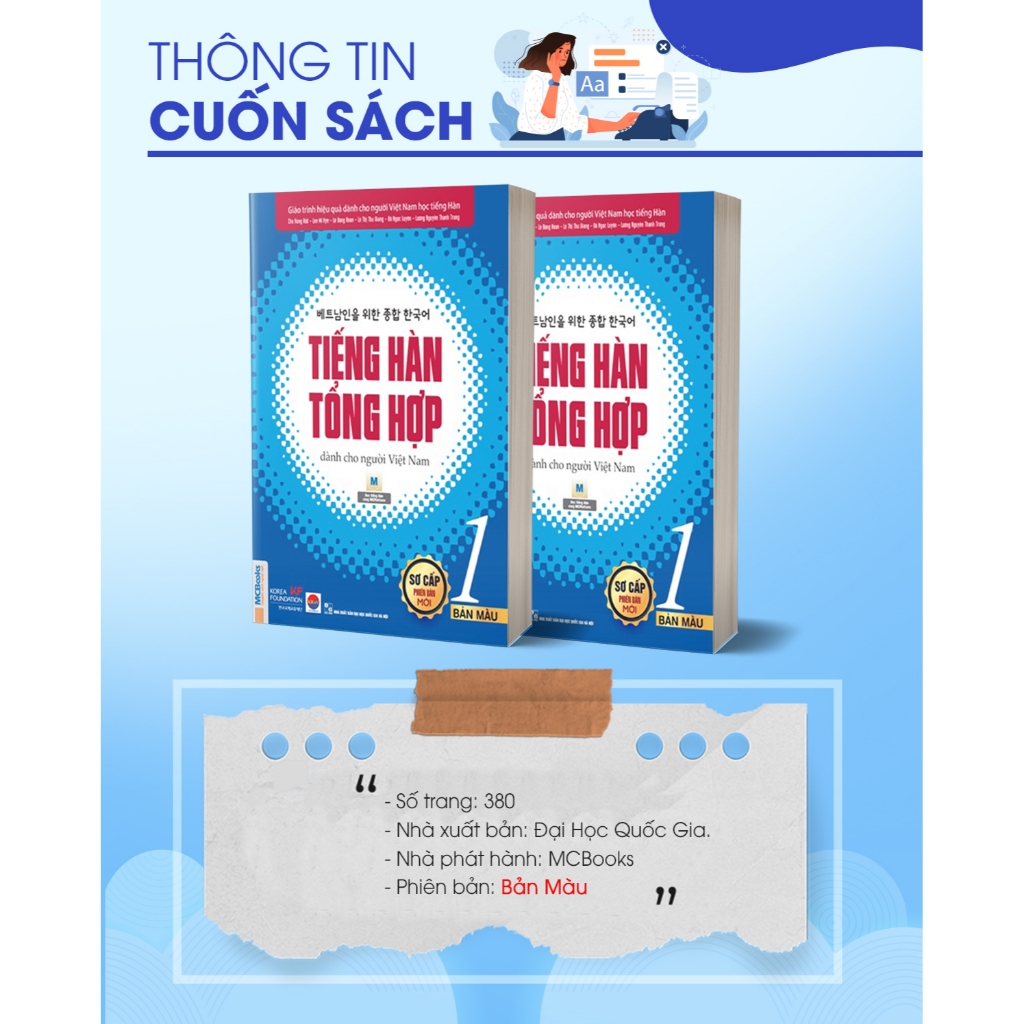 Combo Sách Tiếng Hàn Tổng Hợp Dành Cho Người Việt Nam - Sơ Cấp 1 - Giáo Trình Màu, Giáo Trình Đen Trắng, SBT