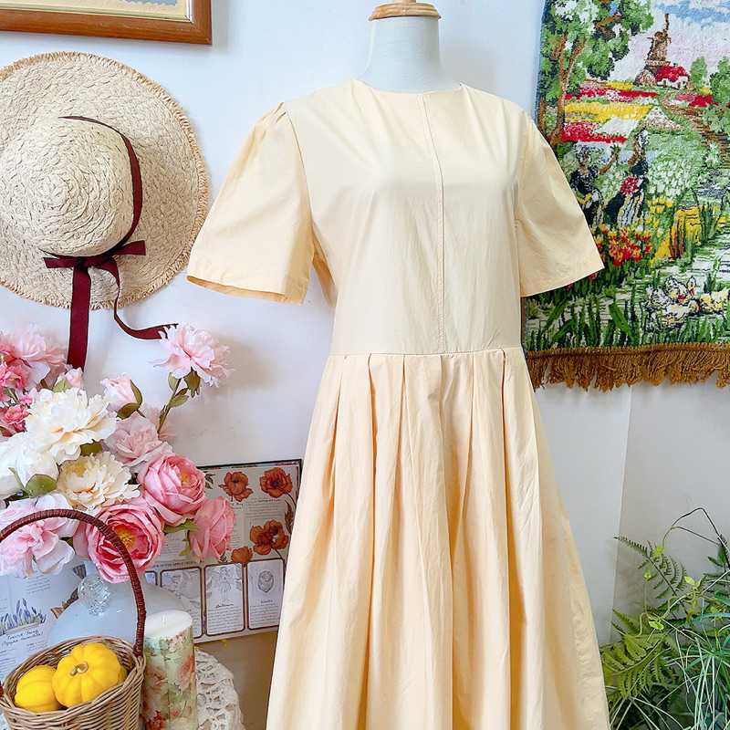 Đầm midi basic xếp ly Hàn