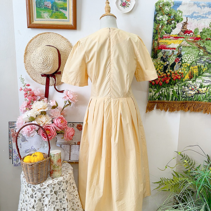 Đầm midi basic xếp ly Hàn