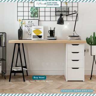 Bàn làm việc Nội Thất Tiết Kiệm để máy tính chân sắt sơn tĩnh điện đã lắp đặt thiết kế theo ikea BLV9989