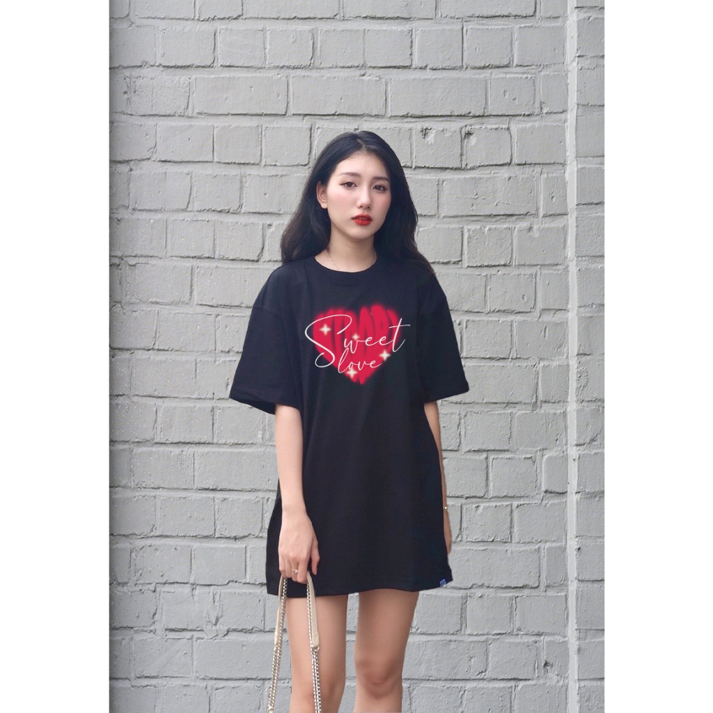 Áo thun Unisex form rộng tay lỡ Phông Nam Nữ SWEET LOVE | Local Brand Mi Midori