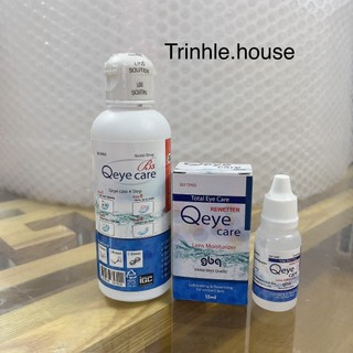 Combo nước nhỏ mắt lens Qeye care15ml + nước ngâm lens Qeye care 140ml