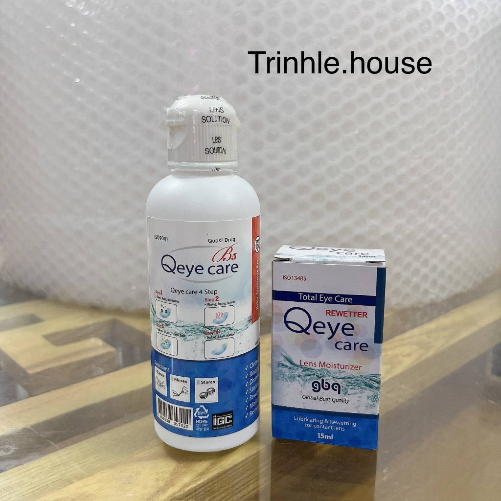 Combo nước nhỏ mắt lens Qeye care15ml + nước ngâm lens Qeye care 140ml
