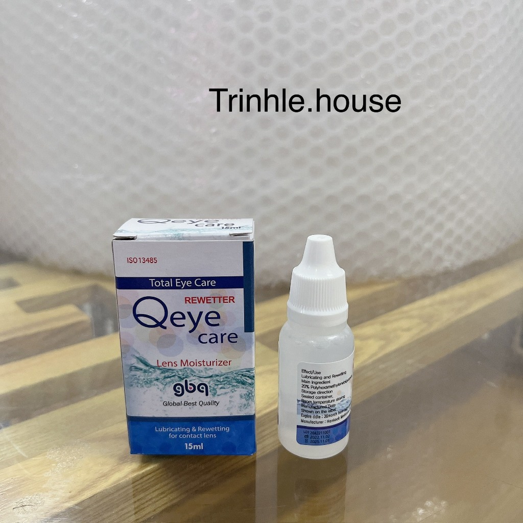Combo nước nhỏ mắt lens Qeye care15ml + nước ngâm lens Qeye care 140ml