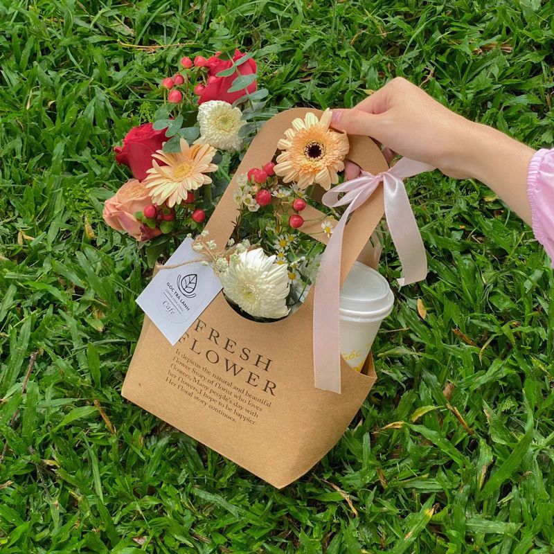 Túi giấy, giỏ hoa giấy vintage đựng hoa, nước dễ thương Phuong68 Store