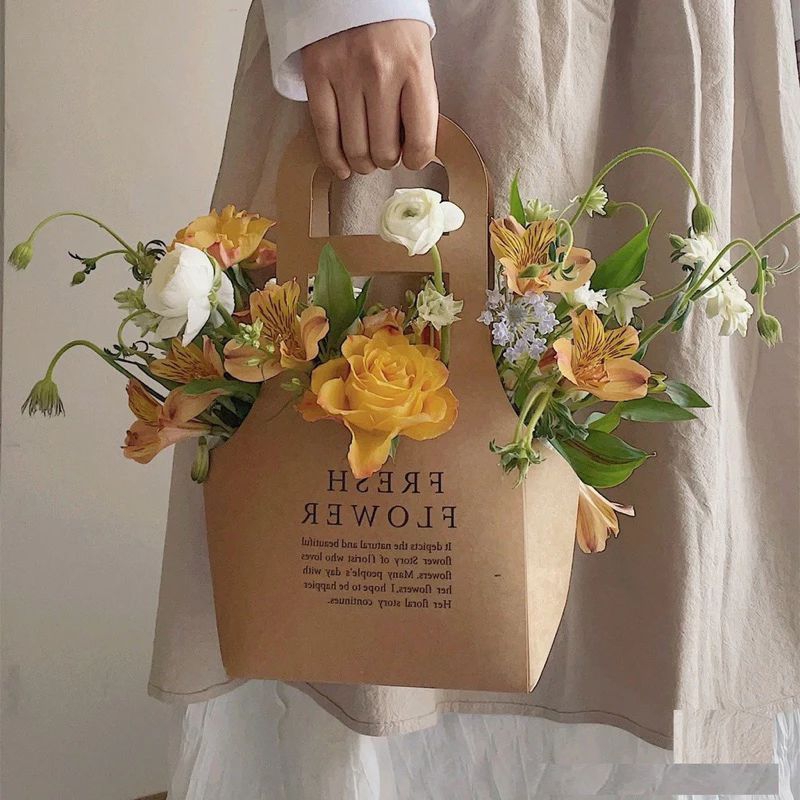 Túi giấy, giỏ hoa giấy vintage đựng hoa, nước dễ thương Phuong68 Store
