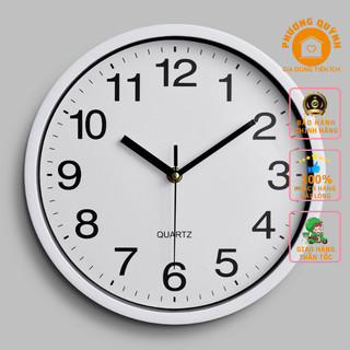 Đồng hồ treo tường dáng tròn, đồng hồ treo tường kích thước size 25cm,Đồng Hồ Treo Tường Kim Trôi Quartz Cao Cấp