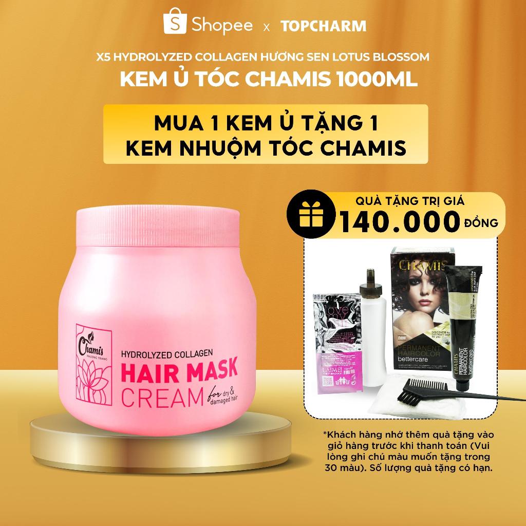 Kem ủ tóc collagen CHAMIS 1000 ml - Phục hồi tóc với hydrolyzed collagen lưu hương nước hoa 24h