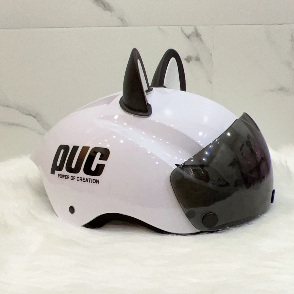 Nón Bảo Hiểm Thể Thao PUC Đuôi Nhọn, Mũ Bảo Hiểm Xe Máy Tặng Tai Mèo Mẫu Mới