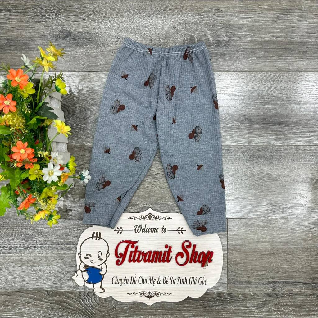 Quần dài len tăm hình gấu cho bé trai, bé gái