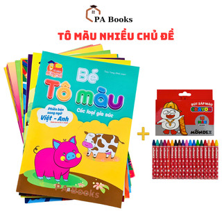 Sách - Combo 20 Quyển Bé Tô Màu  Nhiều Chủ Đề Khác Nhau - song ngữ Việt Anh - Dành cho bé 3-6 tuổi