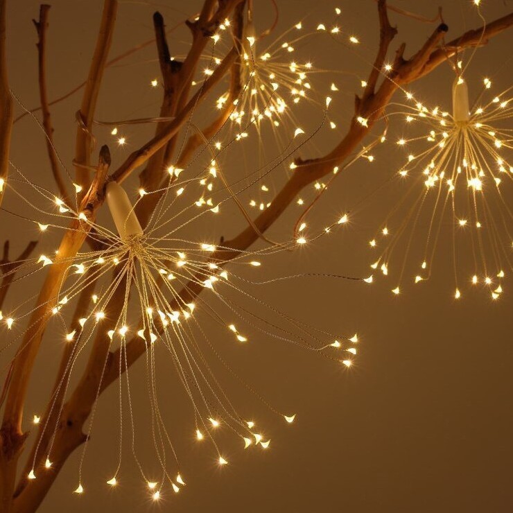 Dây đèn LED trang trí pháo hoa bộ 5 chùm, dài 5,5 mét, chống nước lắp ngoài trời, giáng sinh, noel, tết