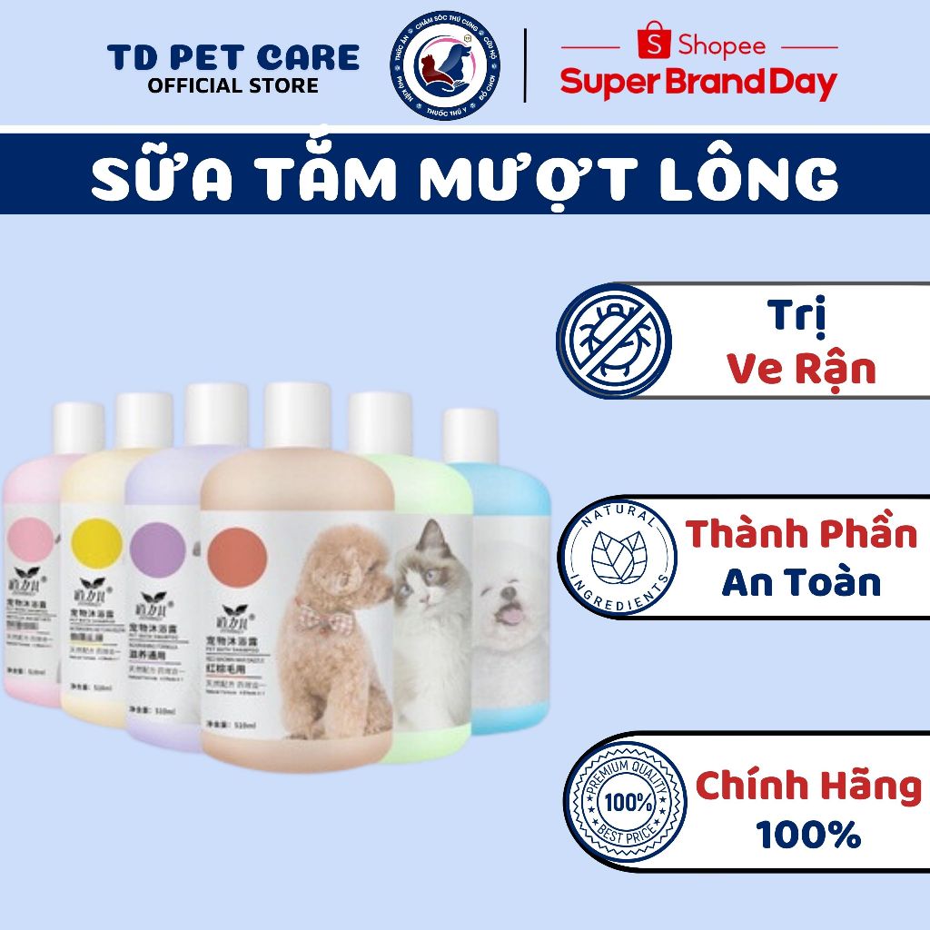 Lọ Sữa Tắm Cho Chó Ngừa Rận Mèo Ve Chó Mượt Lông TD DORRYKEY - Sữa Tắm Cho Mèo Dưỡng Lông