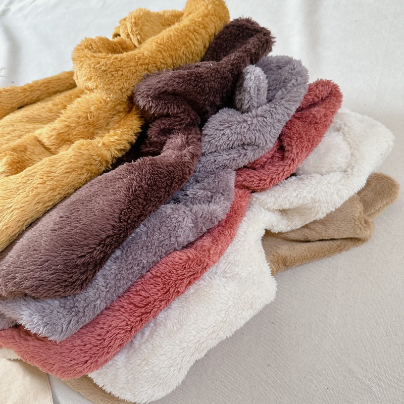 Áo khoác lông mũ thêu gấu 6 màu cho bé