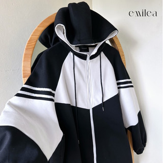 Áo khoác nỉ bông trắng đen unisex eh02