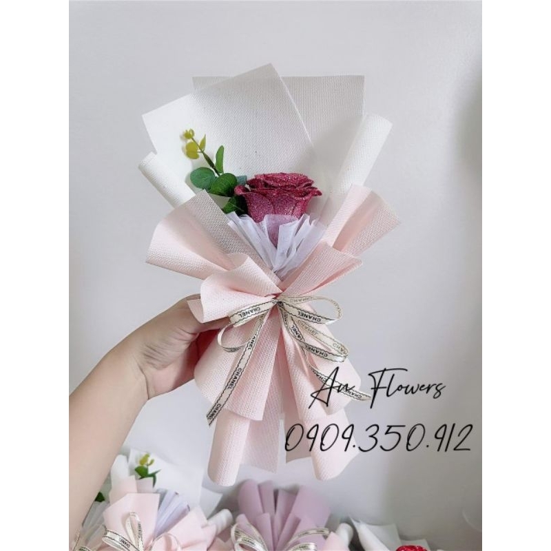 Bó hoa hồng sáp nhũ 1 bông